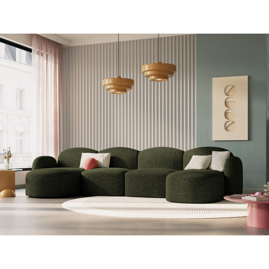 Thumbnail - Micadoni Panoramasofa, Grün, Textil, 6-Sitzer, U-Form, 155x80x350 cm, Hergestellt in Europa, Oeko-Tex®, Wohnzimmer, Sofa...