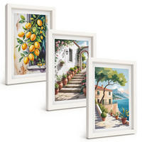 BILDER SET 3er Set - 20x30 cm Weißer Rahmen - Zitronen, Blumen, Meerblick - Weiß, Kunststoff (20/30cm) - TULUP