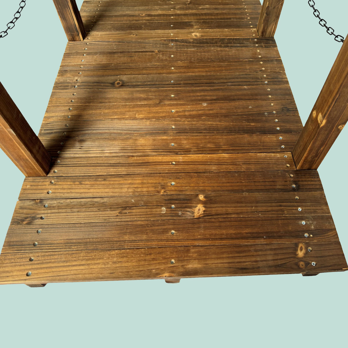 GARTENBRÜCKE Braun Tannenholz Ketten 55x150x67 cm - Braun, Holz/Metall (67/150/55cm) - Relaxdays