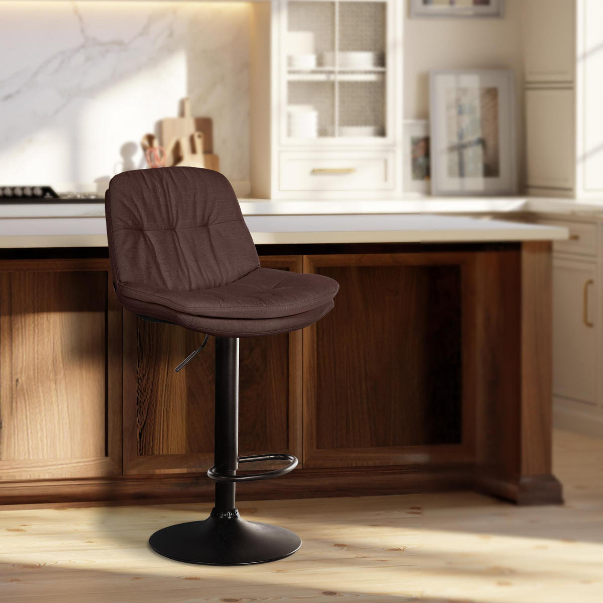 BARHOCKER Stoff braun - Schwarz/Braun, Textil (46/92/54cm) - CLP
