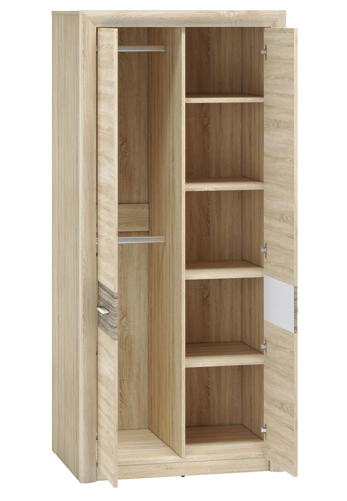 KLEIDERSCHRANK Castel Sonoma Eiche / Sonoma EIche Trüffel 92 / 66 / 201cm - Braun/Sonoma Eiche, Holz/Holzwerkstoff (92/201/66cm) - Feldmann-Wohnen