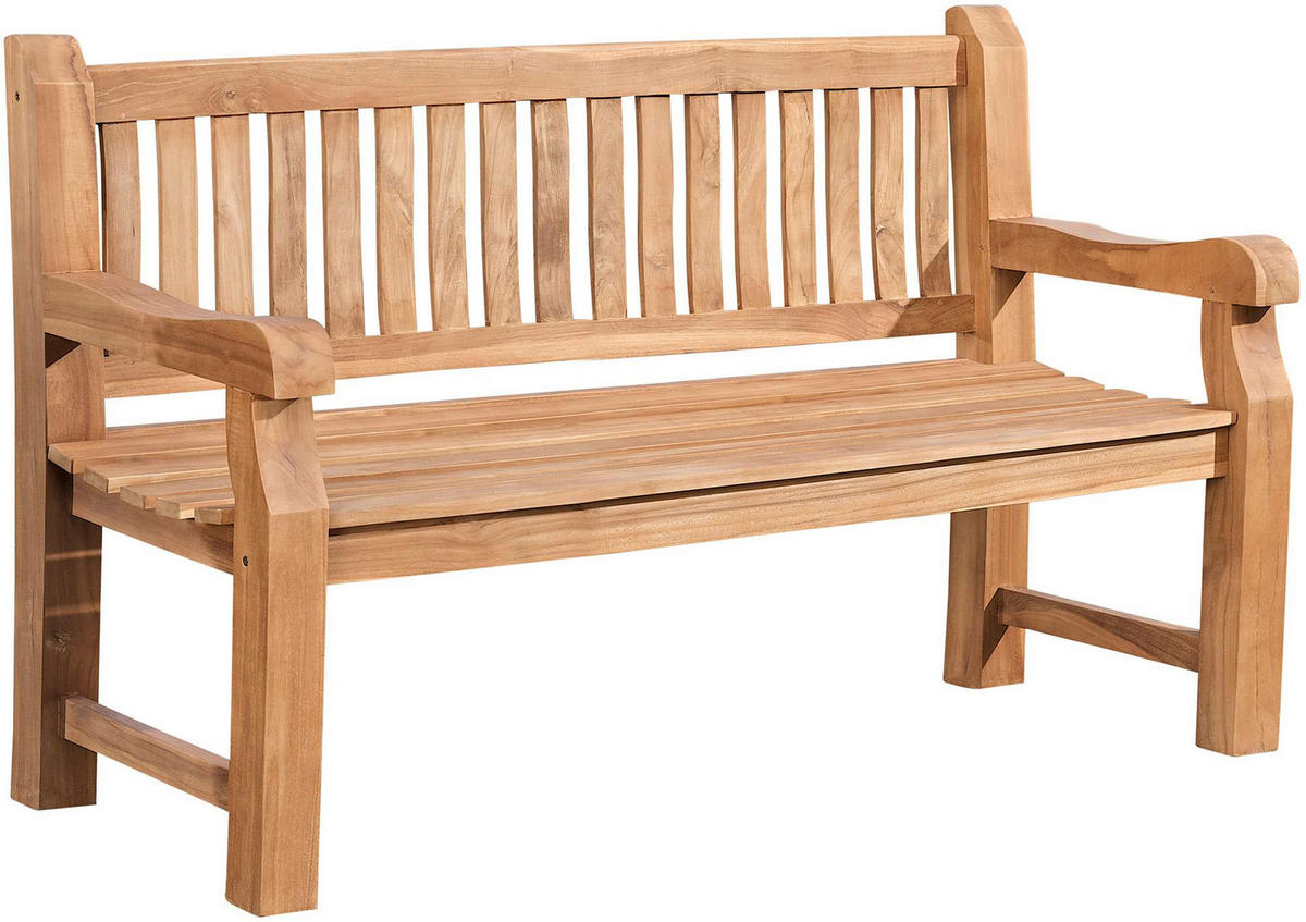 GARTENBANK Teakbank Degad Holz Teak Holzbank 150cm - Teakfarben, Holz (150/93/61cm) - DELUKE