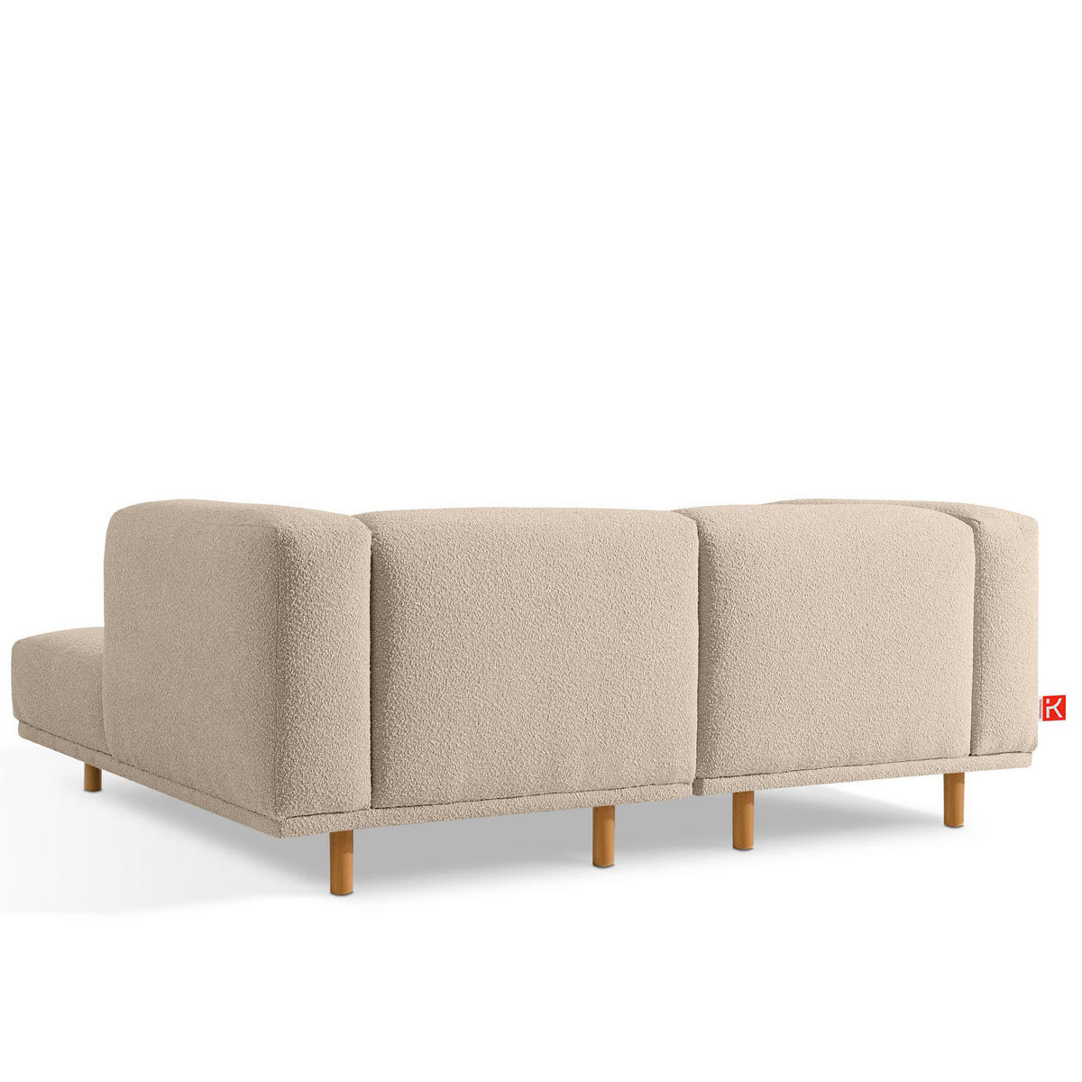 ECKSOFA-RECHTS FOSERO, Bouclé - Buchefarben/Creme, Holz/Holzwerkstoff (204/155cm) - KONSIMO®