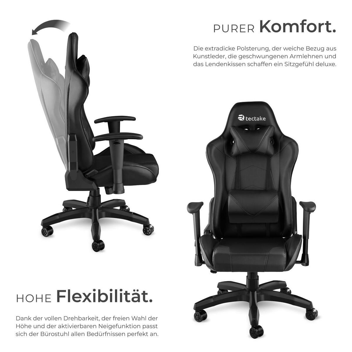 RACING-GAMINGSTUHL Twink,Belastbarkeit 120 kg,schwarz - Schwarz, Textil (68/125/69cm) - tectake