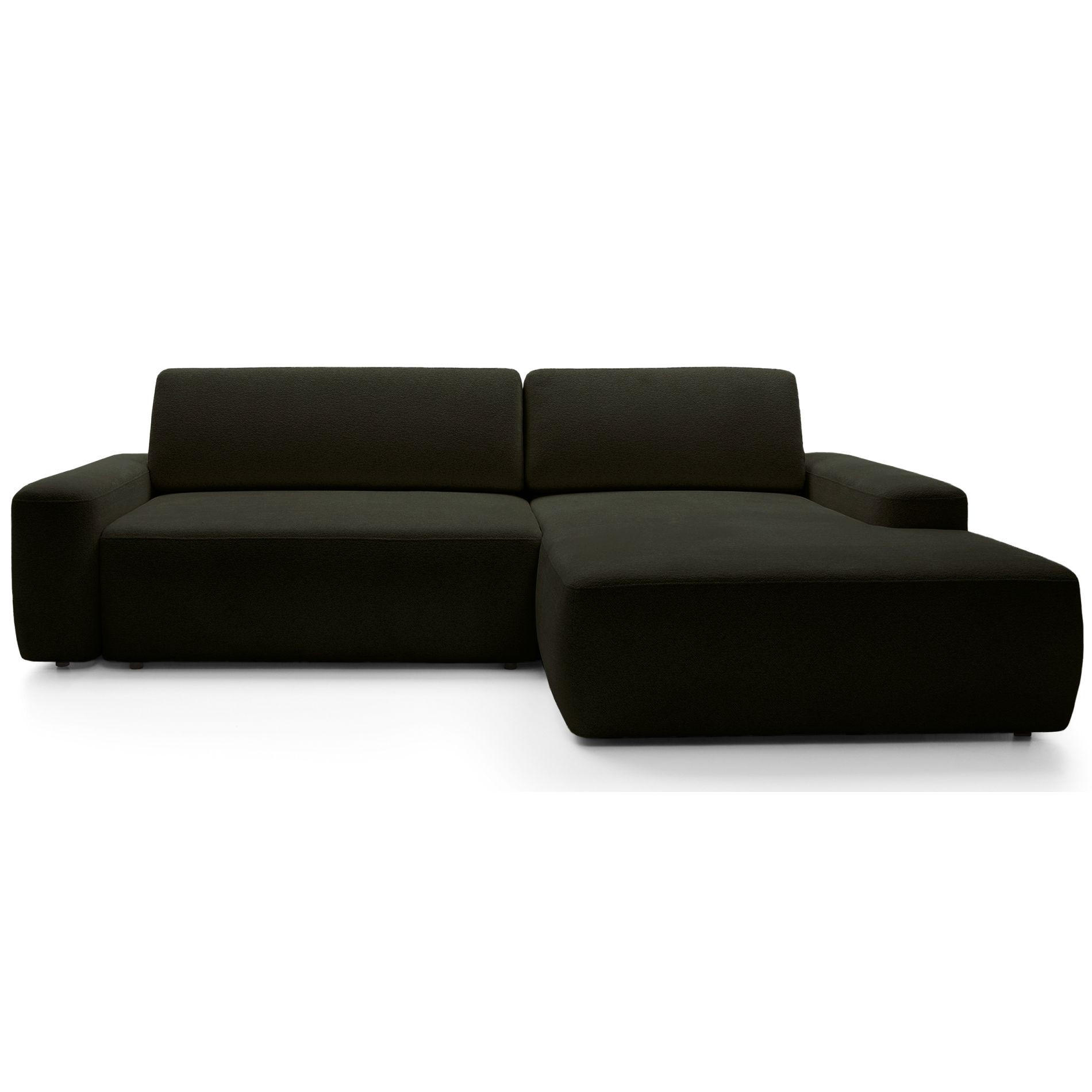 ECKSOFA Baleo Olivgrün Chenille-Bezug - Schwarz/Olivgrün, Kunststoff/Textil (264/162cm) - Selsey