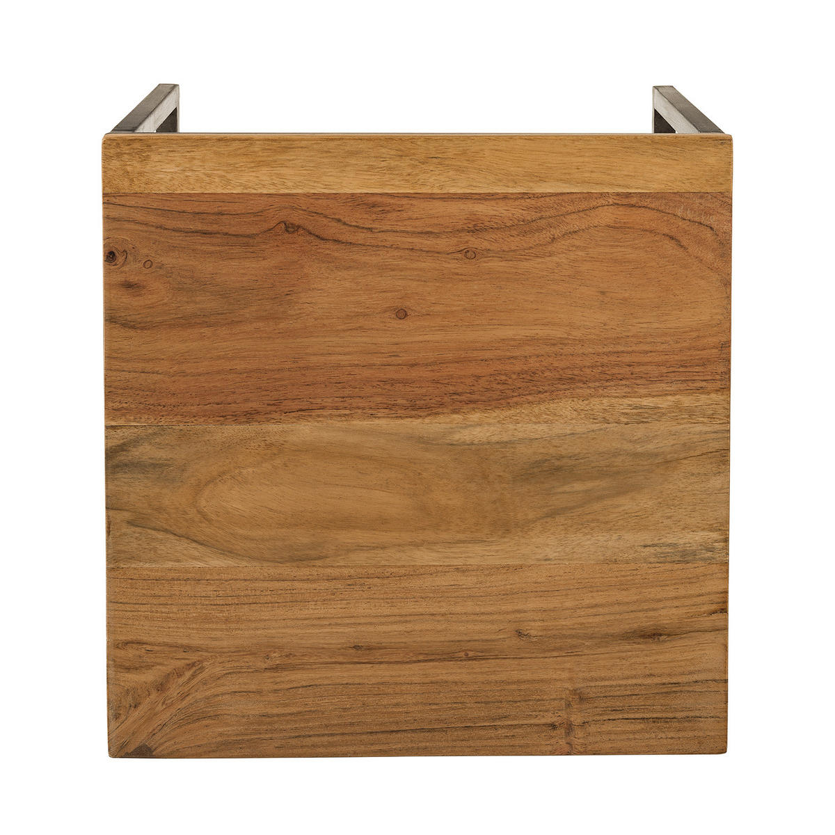 BEISTELLTISCH - Akazie massiv / Eisen - Akaziefarben, Holz (35/35/35cm) - home24