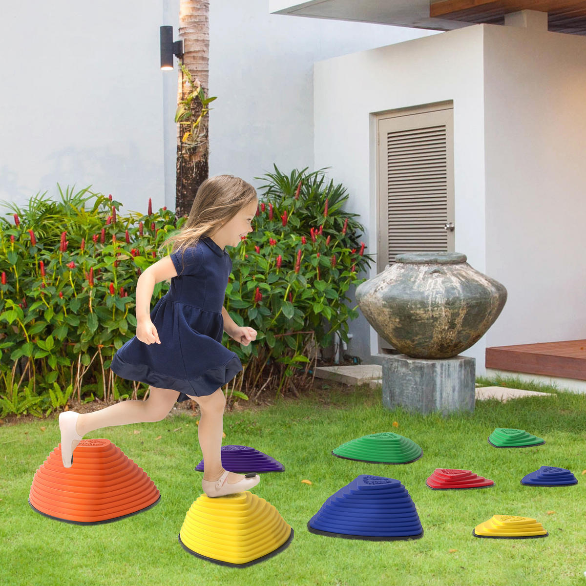 BALANCIERSTEINE 9 Stück Rutschfeste Stapelsteine für Kinder 3-8 Jahren Bunt - Multicolor, Kunststoff (37.5/16/37.5cm) - AIYAPLAY