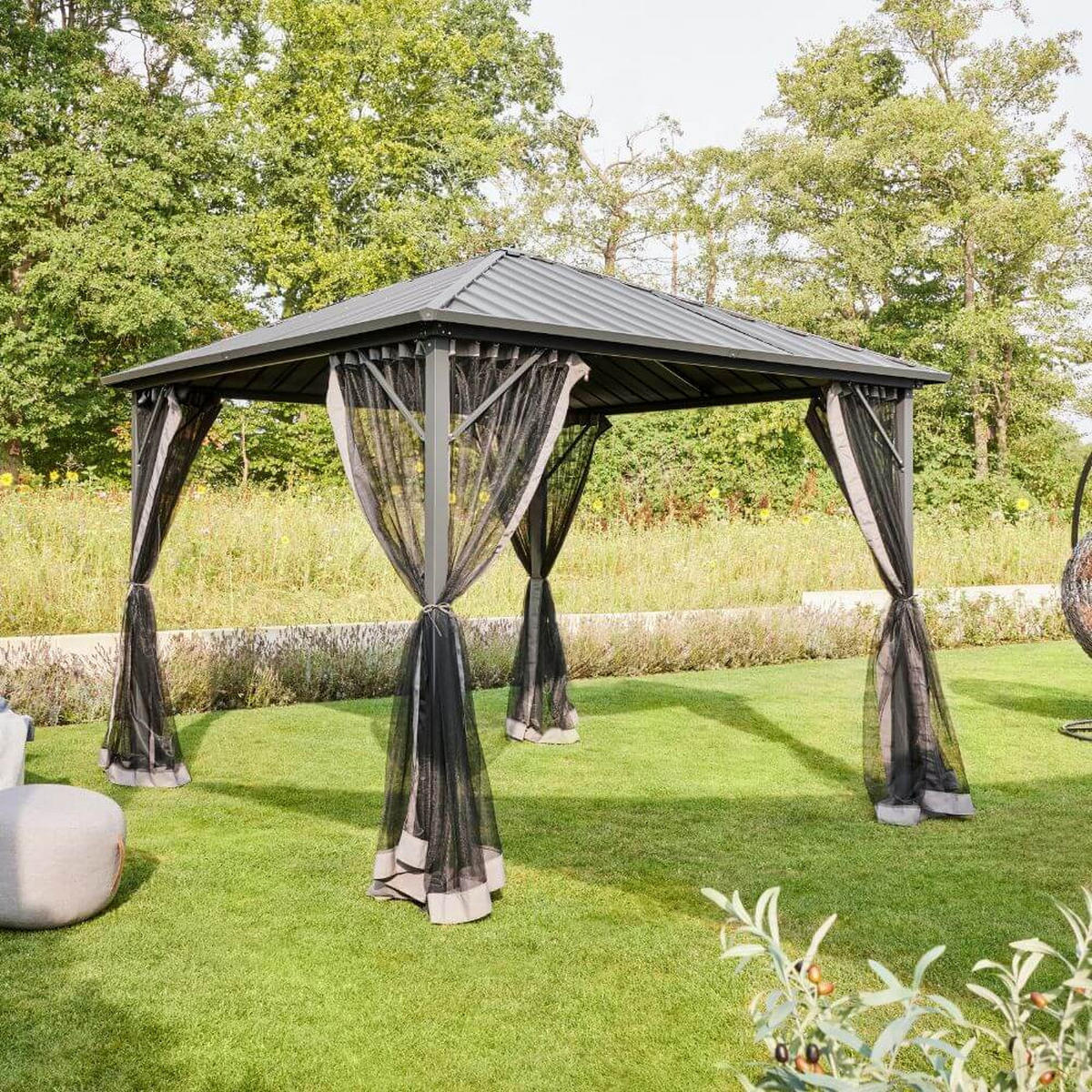 LED Solar Pavillon AZUR - 300 x 270 cm - Anthrazit, Metall (298/268/298cm) - Home Deluxe