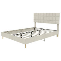 POLSTERBETT 160/200 cm in Beige Samt - Beige, Holzwerkstoff/Textil (160/200cm) - WISHDOR