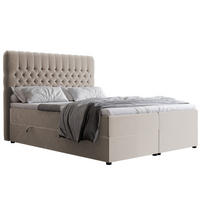 BOXBETT 120x200 cm mit Topper - Beige, Holzwerkstoff/Textil (120/200cm) - Idohome