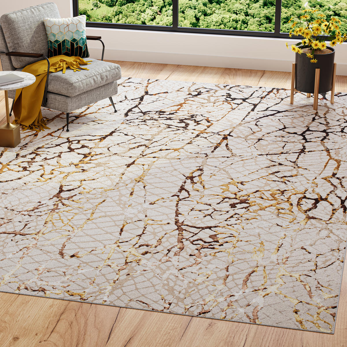 TEPPICH GOLDEN Creme 160/230 cm - Creme, Kunststoff (160/230cm) - Tapiso