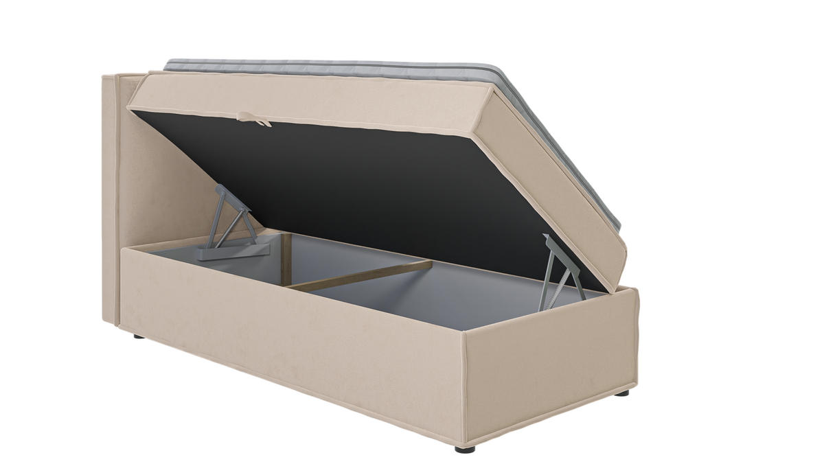 BOXBETT Eclipse 90/200 cm Beige Luxusmicrofaser - Beige/Schwarz, Holz/Kunststoff (90/200cm) - S-Style Möbel