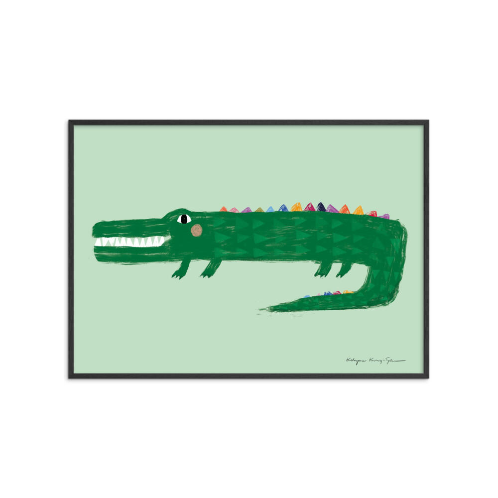 POSTER mit Rahmen Wild Apple - Crocodile - Schwarz/Grün, Holz/Papier (30/40cm) - Poster&Frame
