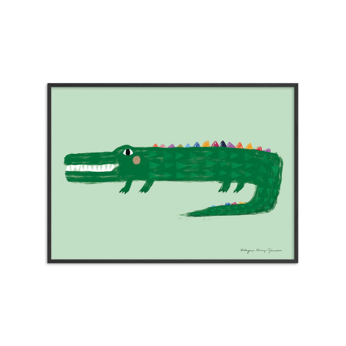 POSTER mit Rahmen Wild Apple - Crocodile - Schwarz/Grün, Holz/Papier (50/70cm) - Poster&Frame