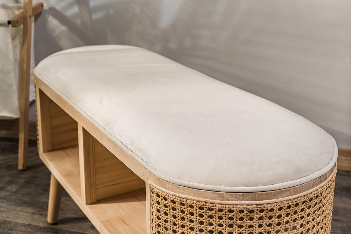 SITZBANK Rattan Beige - Beige, Holz (90/45.5/35cm) - Nordlys