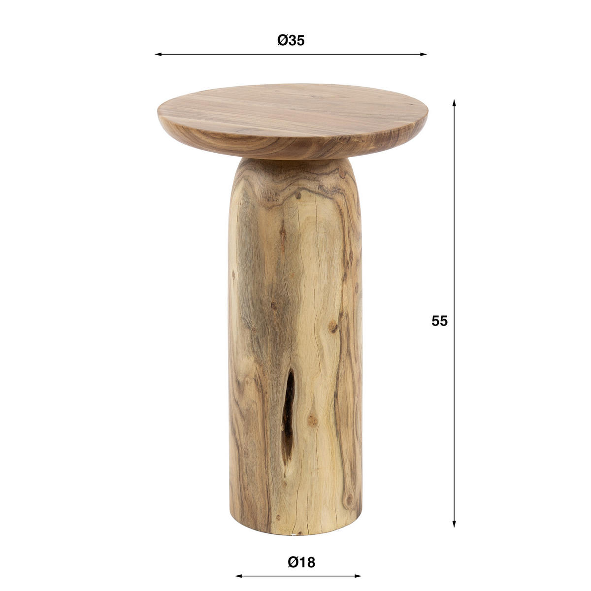 BEISTELLTISCH Solid Braun 35/35/55 cm - Braun, Holz (350/550/350cm) - Hoyz Collection