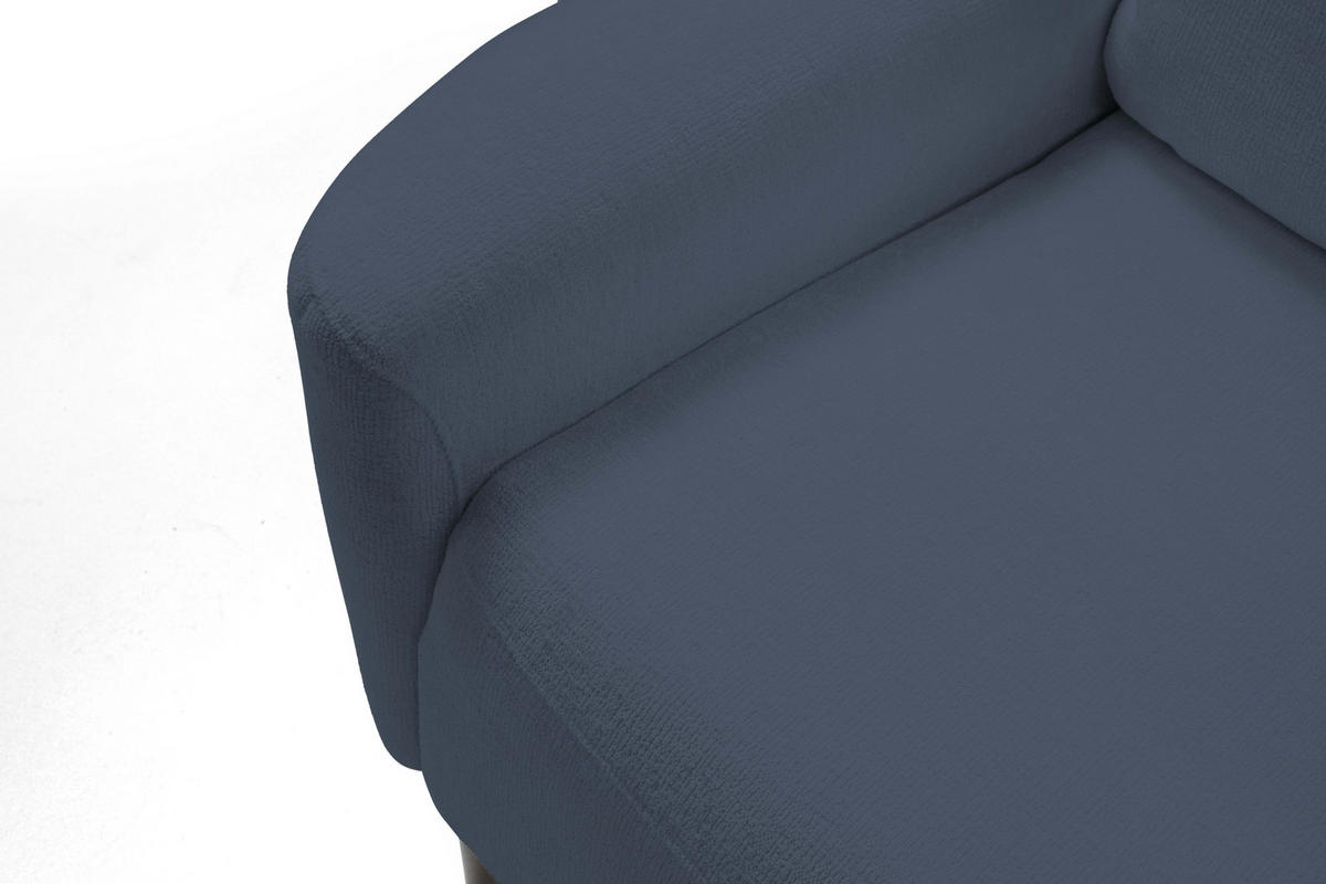 SOFA BOHO Mit Schlaffunktion Und Bettkasten, Wellenfederung, PUR-Schaum, Holzfüße, lose Rückenkissen, freistehend, 244x102x92 cm Dark blue - Dunkelblau, Holz/Textil (244/92/102cm) - DomoHome