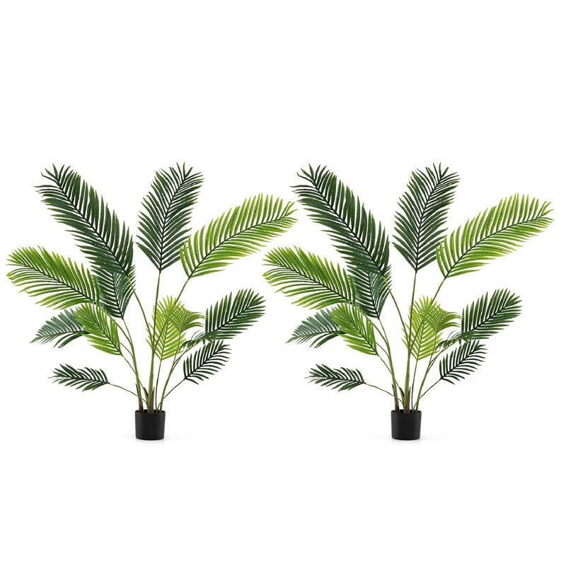 KÜNSTLICHE ARECA-PALME im Topf grün(2er-Set) - Grün, Kunststoff (140cm) - COSTWAY