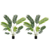 KÜNSTLICHE ARECA-PALME im Topf grün(2er-Set) - Grün, Kunststoff (140cm) - COSTWAY