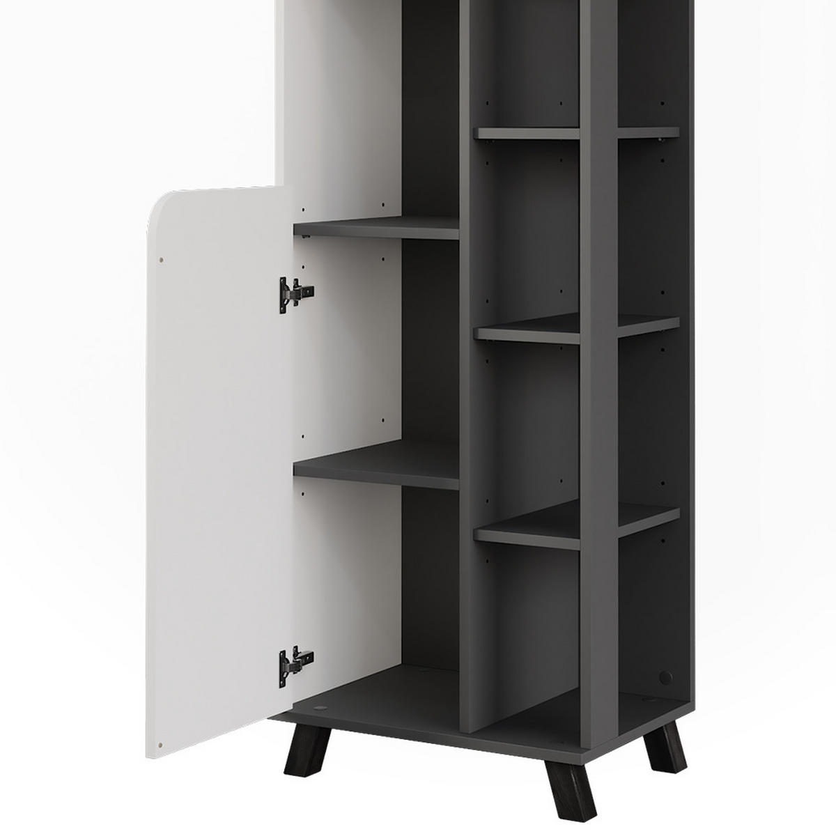 HOCHSCHRANK Karen Anthrazit/Weiß 50 x 175 cm mit 2 Türen - Anthrazit/Weiß, Holzwerkstoff (50/175/35cm) - Vicco