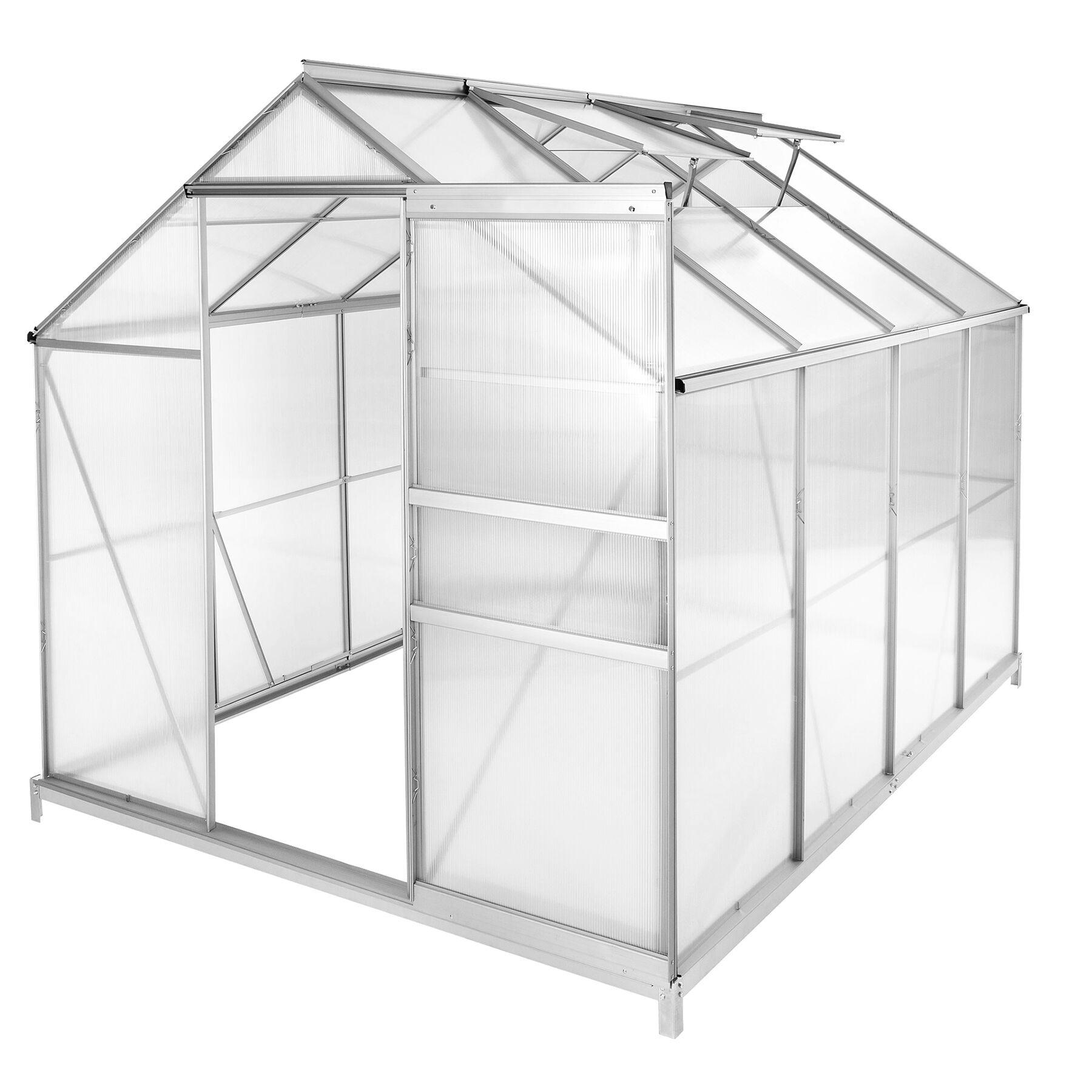 GEWÄCHSHAUS MIT FUNDAMENT, 185 x 250 x 195 cm,transparent - Transparent, Metall (185/195/250cm) - tectake