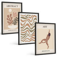 BILDER SET 3er Set - 40x60 cm Schwarzer Rahmen - Matisse Boho abstrakte Muster - Schwarz, Kunststoff (40/60cm) - TULUP
