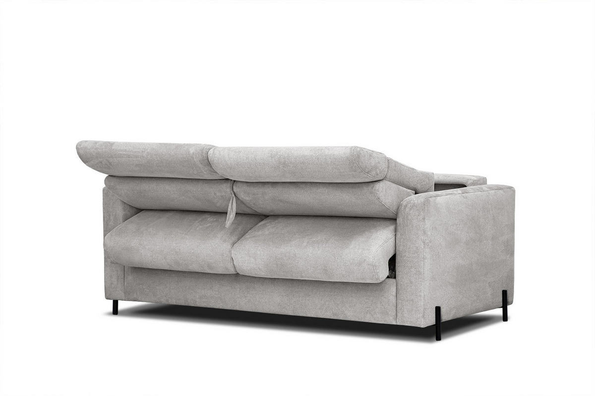 SOFA MEZO 3-Sitzer mit Schlaffunktion, beige - Beige/Schwarz, Holz/Textil (232/90/107cm) - Courtois Laville