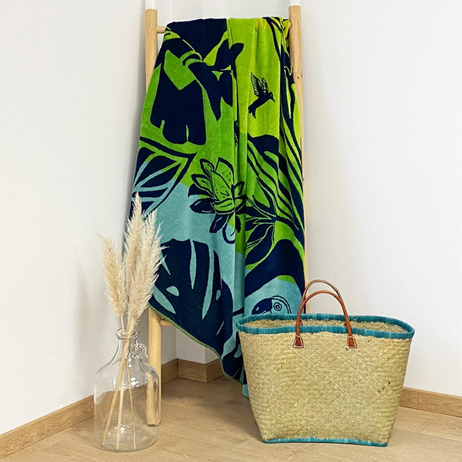 STRANDTUCH Frottee Velours Jacquard Strany 140x180 400g/m² - Grün, Textil (140/180cm) - LE COMPTOIR DE LA PLAGE