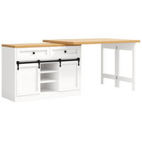 BARTISCH ausziehbar 120-197/40/72 cm mit Barn-Türen DE-39752 Weiß - Weiß, Holzwerkstoff (40/120/72cm) - ComfortXL