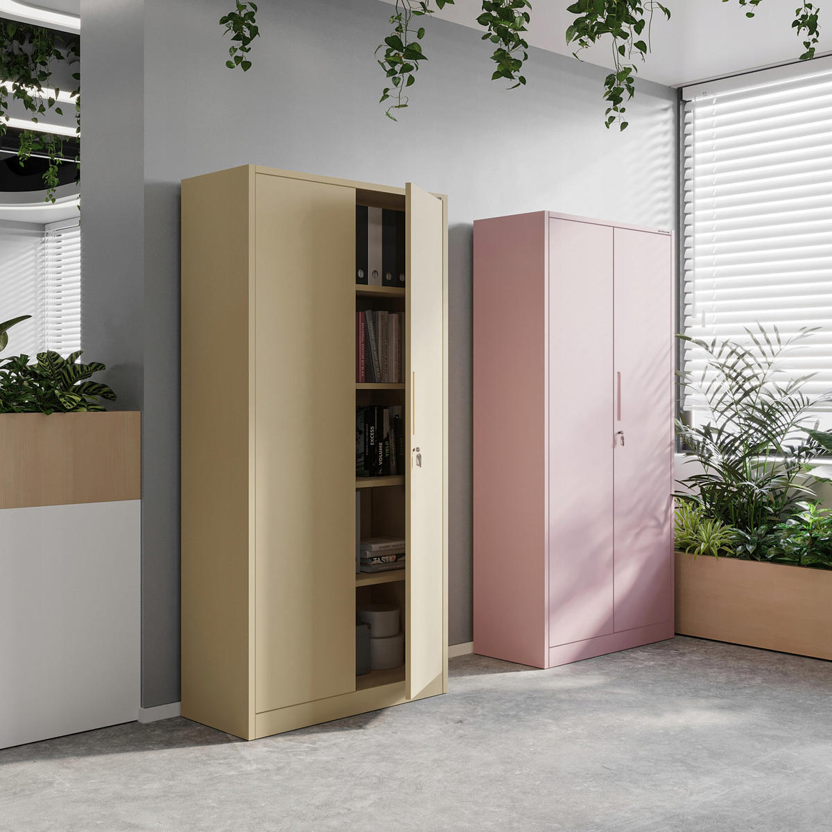 AKTENSCHRANK JAN 185x90x45 cm - Beige, Metall (90/185/40cm) - Jan Nowak