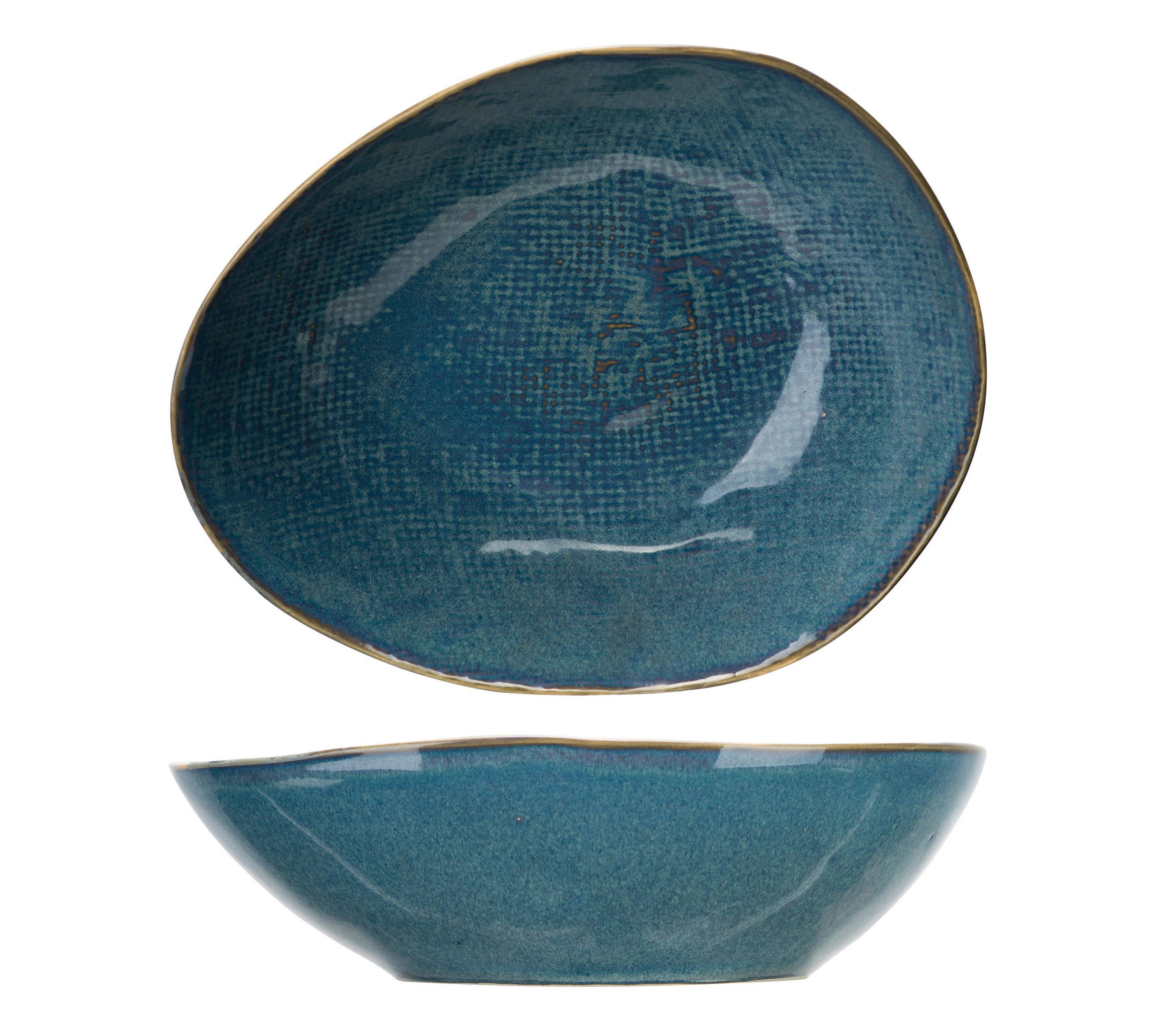 COSY & Trendy Tiefe Teller / Pastateller Aicha - 20 x 16 cm - 4 Stück - Blau, Keramik (20/17/6cm) - Cosy & Trendy