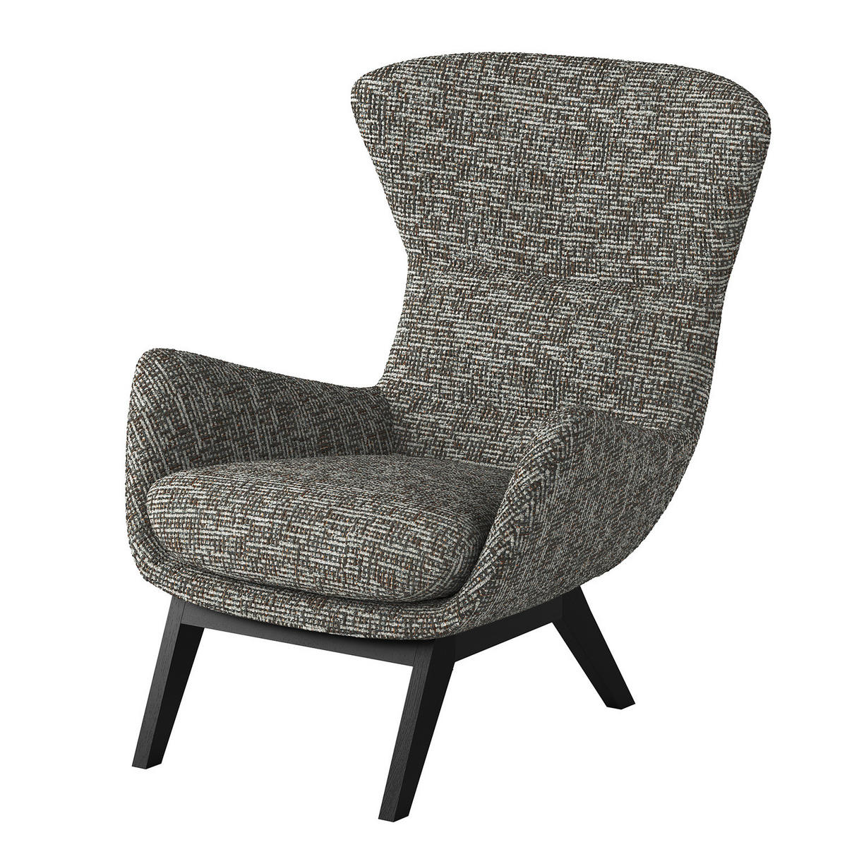 SESSEL mit Holzfüßen - Schwarz/Grau, Birkenholz/Textil (84/99/96cm) - home24