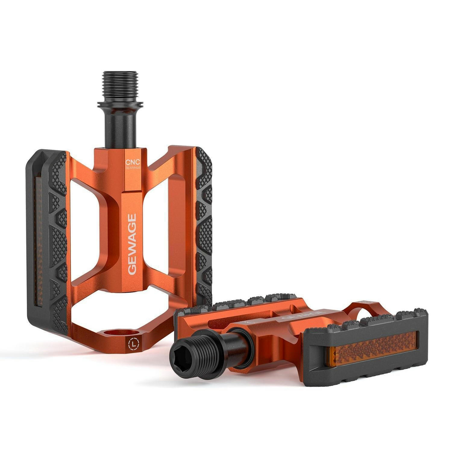 FAHRRADPEDALE Aluminium Orange mit Reflektor - Orange, Metall (7.5/1.5/11cm)
