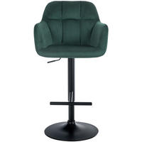 BARHOCKER Nardo Samt schwarz grün - Schwarz/Grün, Textil/Metall (57/118/59cm) - TPFLiving