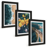 BILDER SET 3er Set - 20x30 cm Schwarzer Rahmen - Meerstrand Zitronen Berge - Schwarz, Kunststoff (20/30cm) - TULUP