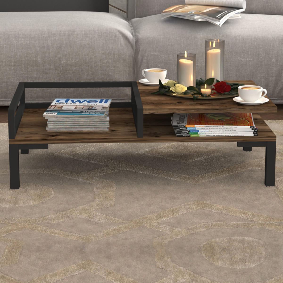 COUCHTISCH Ibestad 90/50/28 - Wildeiche, Holzwerkstoff/Metall (90/50/28cm)
