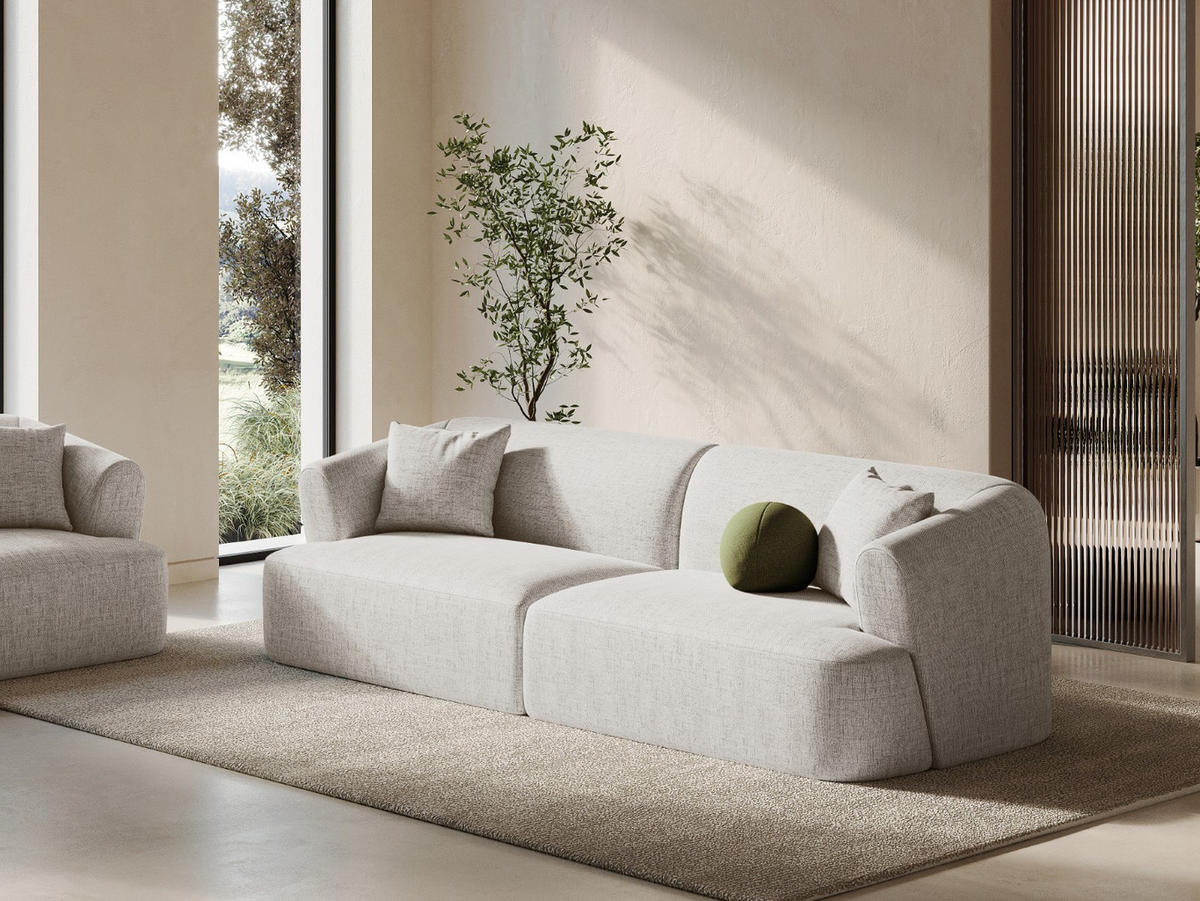 MODULARES-SOFA Campi aus strukturiertem Stoff leichtes beige 4 Sitzplätze - Creme, Textil (90/70/255cm) - Cosmopolitan Design