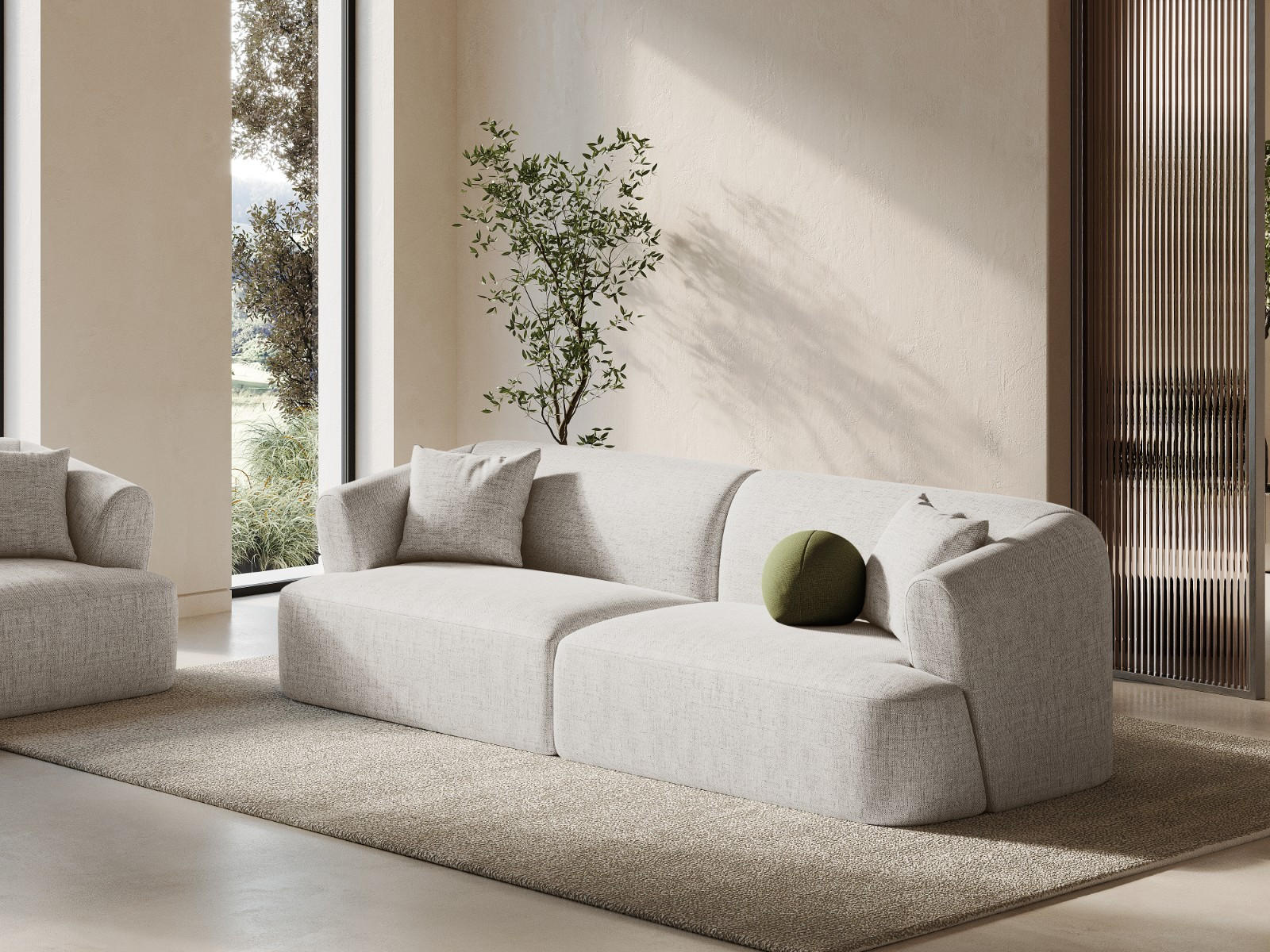 Thumbnail - Cosmopolitan Design Modulares-Sofa, Creme, Textil, 4-Sitzer, 90x70x255 cm, Wohnzimmer, Sofas & Couches, Sofas