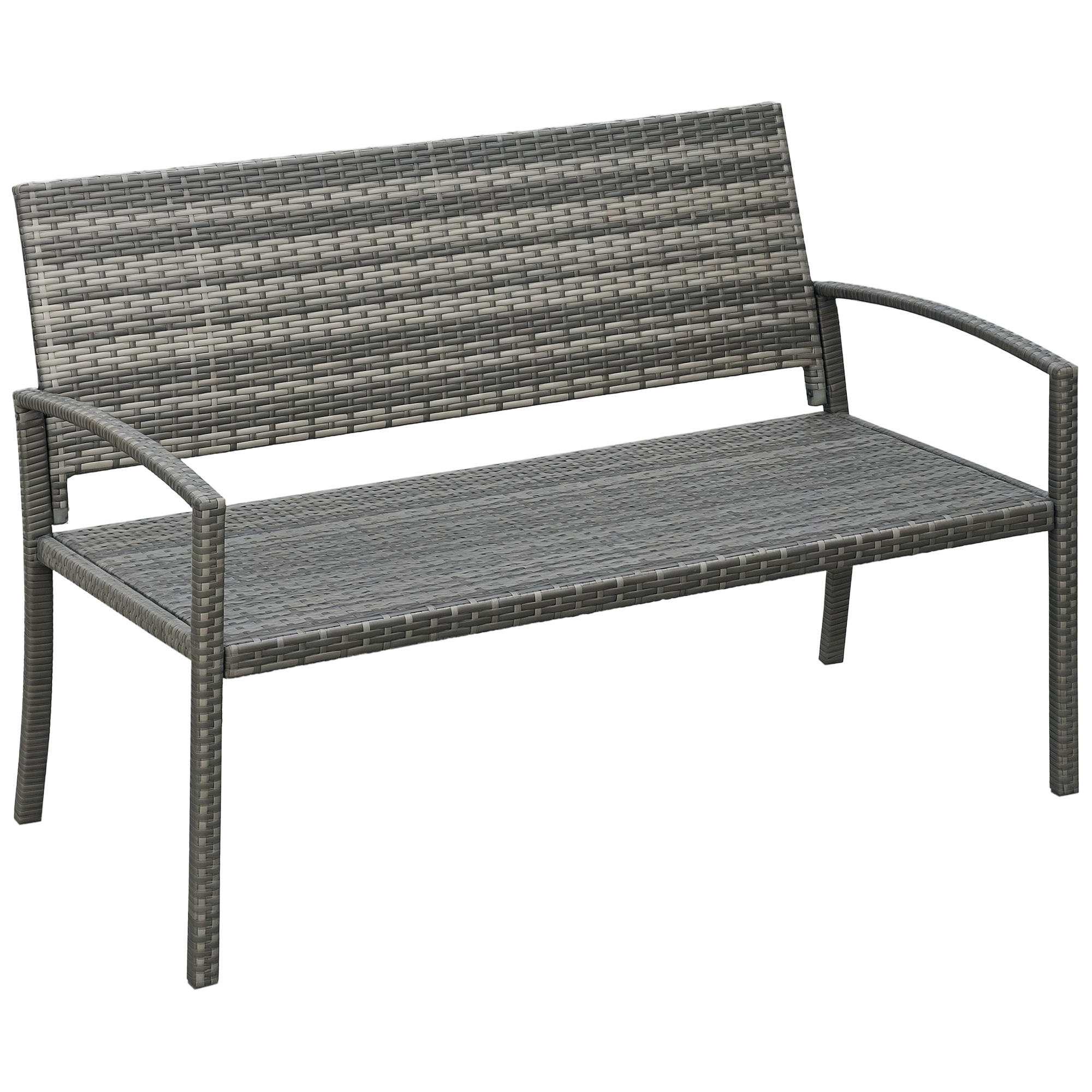 GARTENBANK DE-07566 für 2 Personen in Rattanoptik Grau - Grau, Metall (122/85/60cm) - ComfortXL