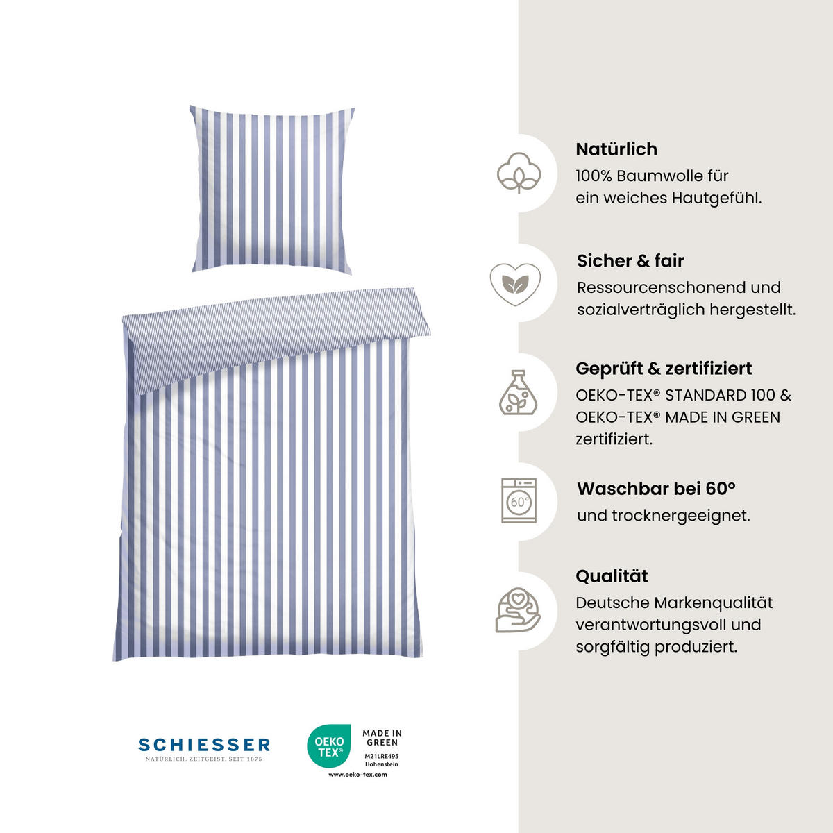 BETTWÄSCHESET Marie - Renforcé - 2-teilig - 155 x 220 cm - Hellblau - Hellblau, Textil (155/220cm) - SCHIESSER