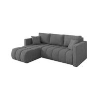 ROHOVÁ SEDAČKA s funkcí spaní, otoman vlevo GARD-L 226x146x85 šedá velur - černá/šedohnědá, kompozitní dřevo/textil (226/146cm) - ALTDECOR