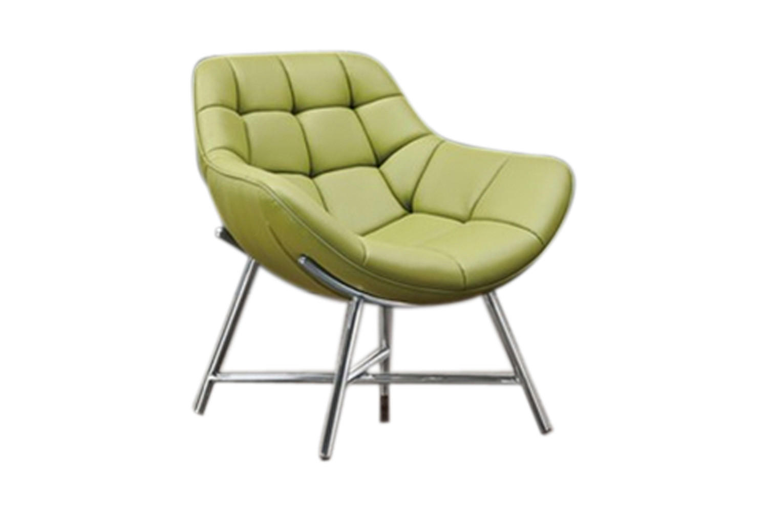 SESSEL BERIO Grün Kunstleder - Silberfarben/Grün, Textil/Metall (75/79/41cm) - KAWOLA
