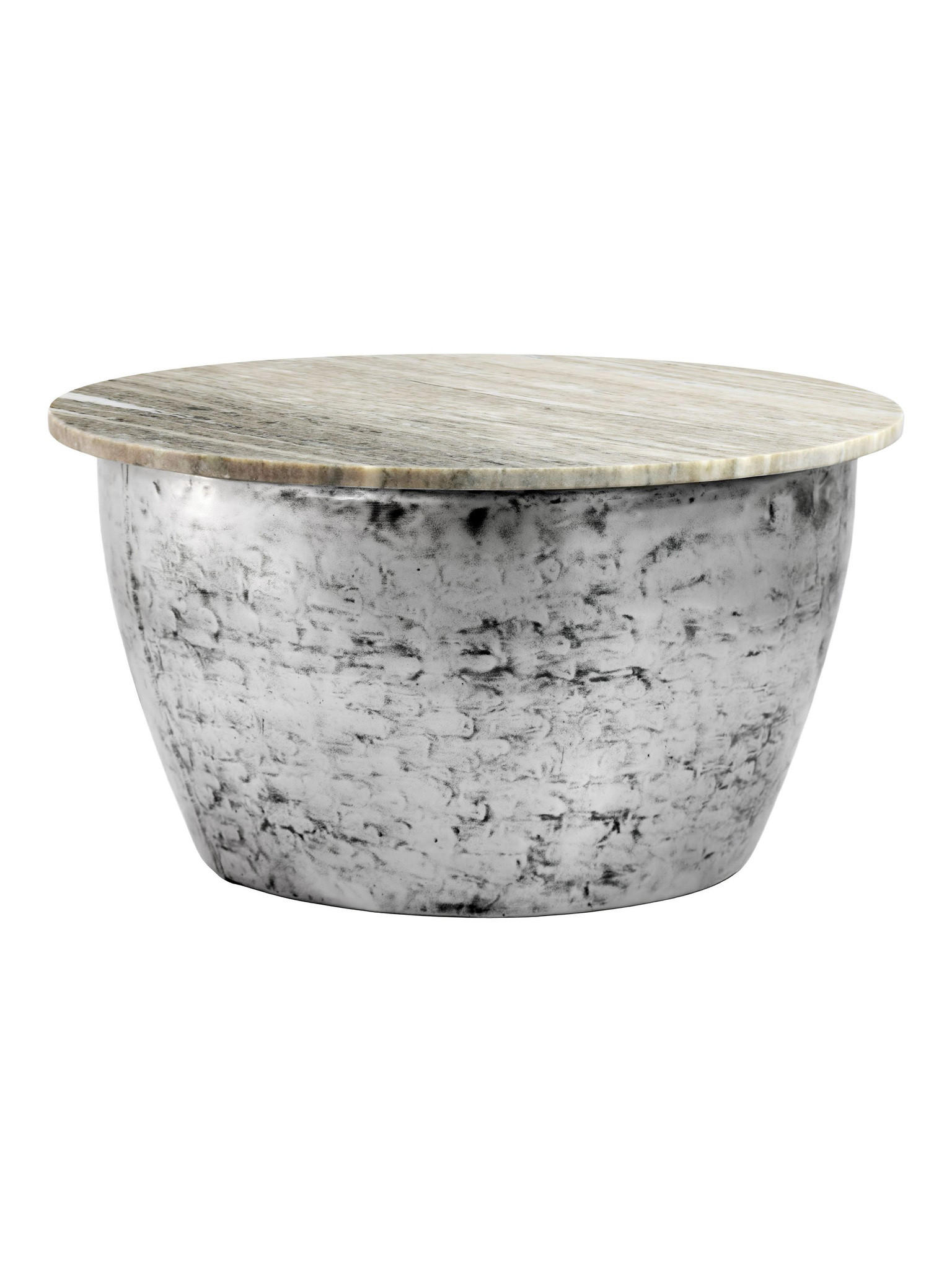 Couchtisch Marmor Beige-Silber Ø 60x34 cm - HAVEL   Kadima Design