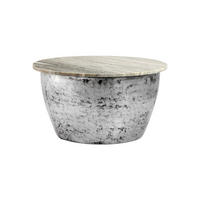 COUCHTISCH HAVEL, Marmor, handgefertigt, Beige-Silber, Ø 60 x 34 cm - Silberfarben, Stein/Metall (60/60/34cm) - KADIMA DESIGN