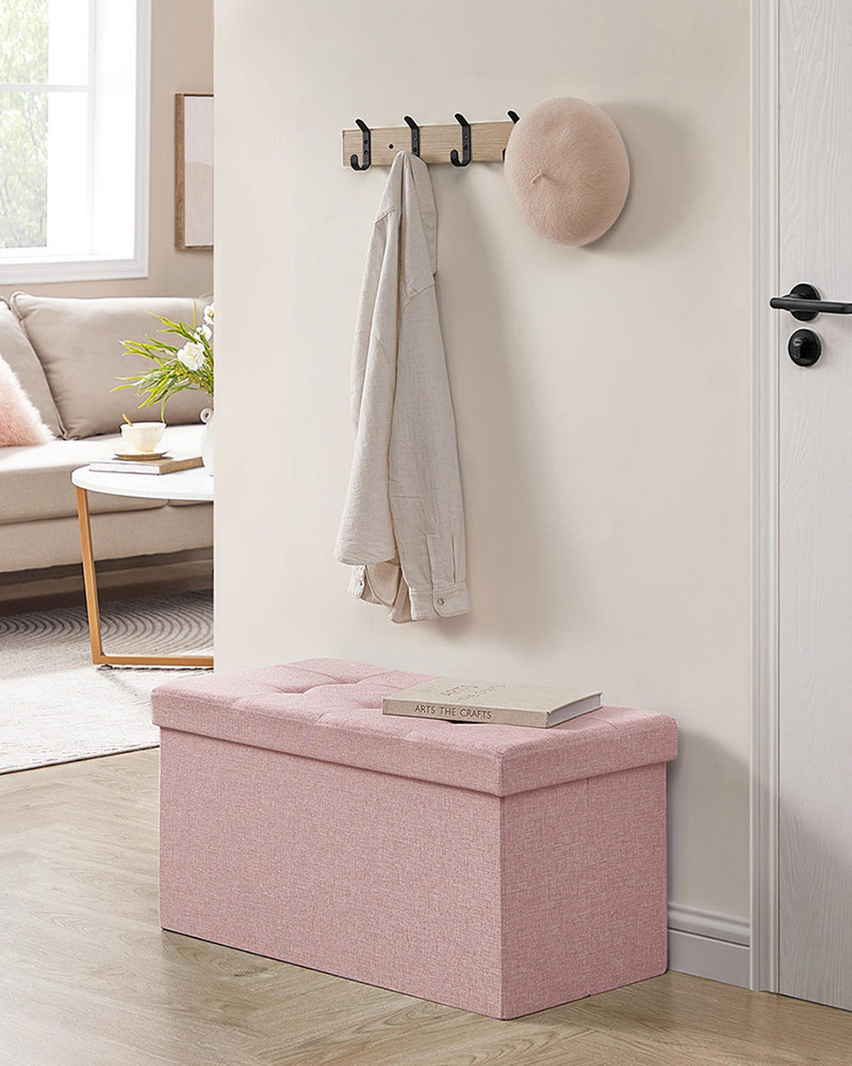 POUF-FALTEN, rosa - Pink, Holz/Textil (38/38/76cm)