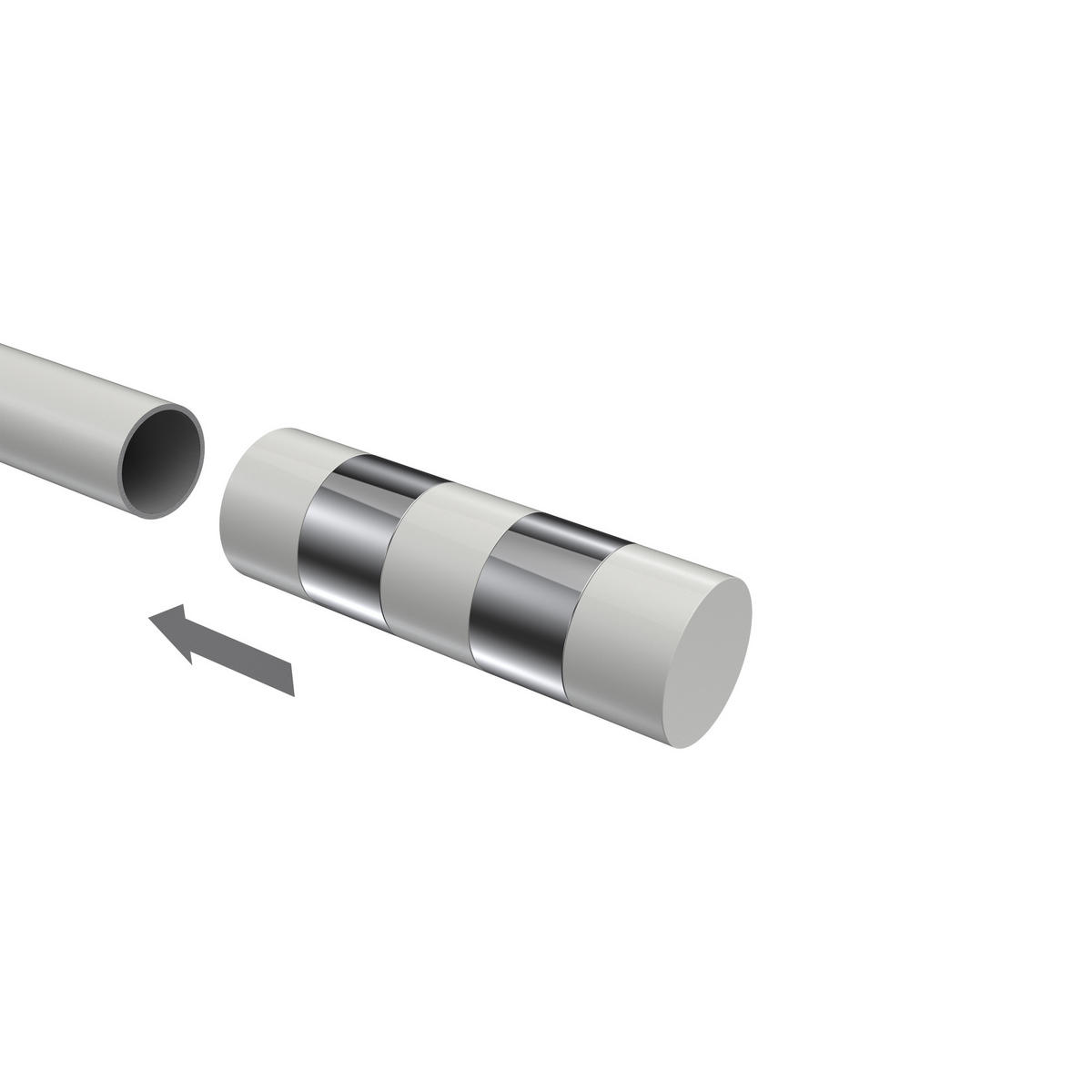 ENDSTÜCKE FÜR GARDINENSTANGEN 20 mm Ø, Mavell Weiß/Chrom, Packung 2 Stück - Chromfarben/Weiß, Metall (8.2/2.6/2.6cm) - INTERDECO