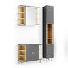 BADMÖBEL-SET Aquis Anthrazit 3 Teile, mit Hochschrank - Anthrazit/Sonoma Eiche, Holzwerkstoff (79.6/64/32cm) - Vicco