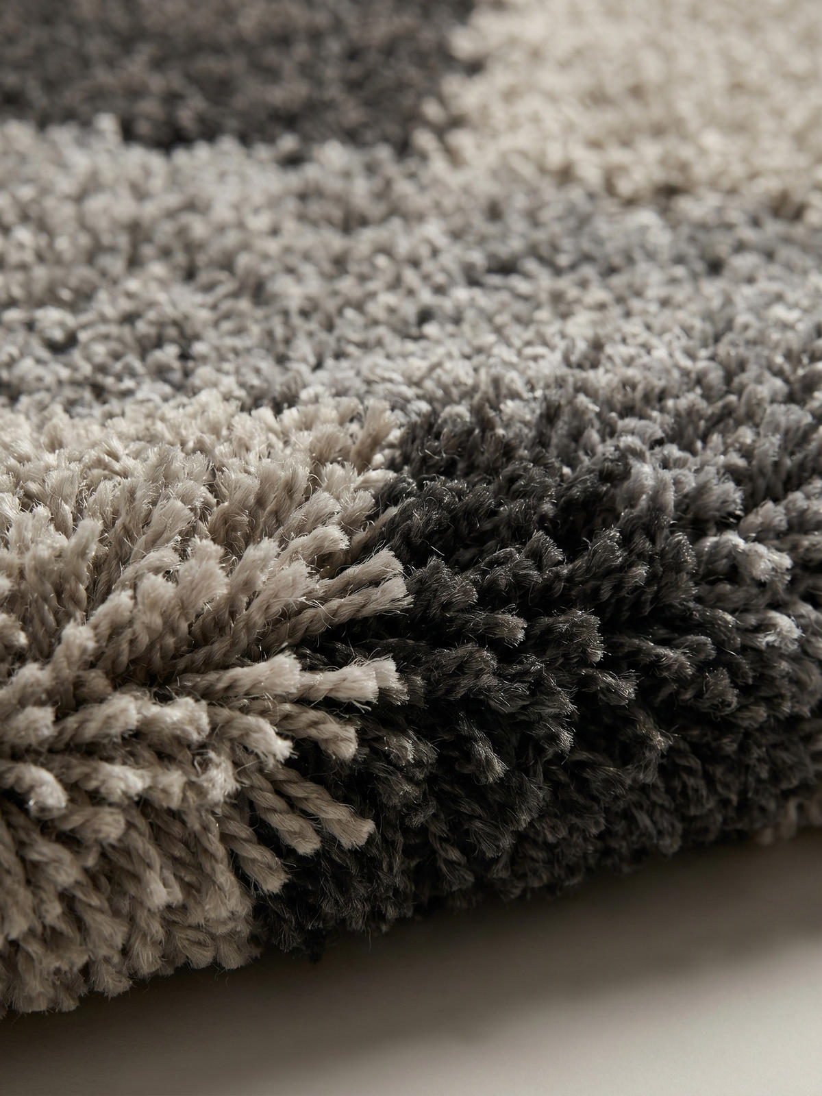 TEPPICH Wohnzimmer Hochflor Karo Weich Flauschig Waschbar OEKO-TEX Rund Taupe 200x200 cm – WERFEN - Braun, Textil (200/200cm) - KADIMA DESIGN