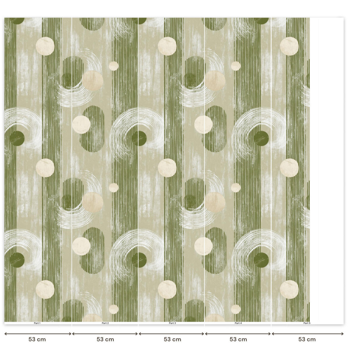 TAPETE - Künstlerisch - Modern - Grün - 240x260 cm - Olivgrün, Papier (240/260cm) - OnlyWow