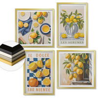 WANDBILDER 4er Set - 50x50 cm & 40x60 cm Goldrahmen - Retro gelbe Zitrusfrüchte - Goldfarben, Kunststoff (50/50cm) - ArtPrintCave